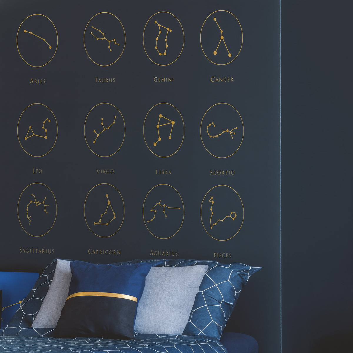 Zodiac Constellation Wall Decals Set, Minimal Astrology Wall Stickers