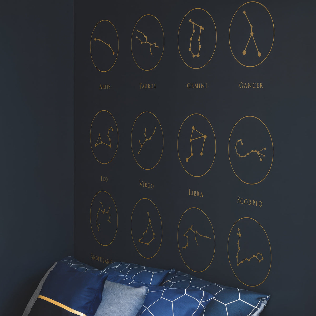Zodiac Constellation Wall Decals Set, Minimal Astrology Wall Stickers