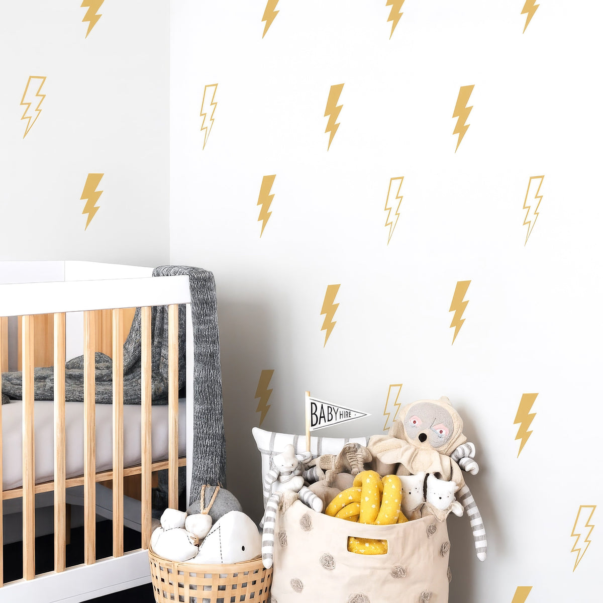 Lightning Bolt Wall Decals Set, Vinyl Thunderbolt Stickers
