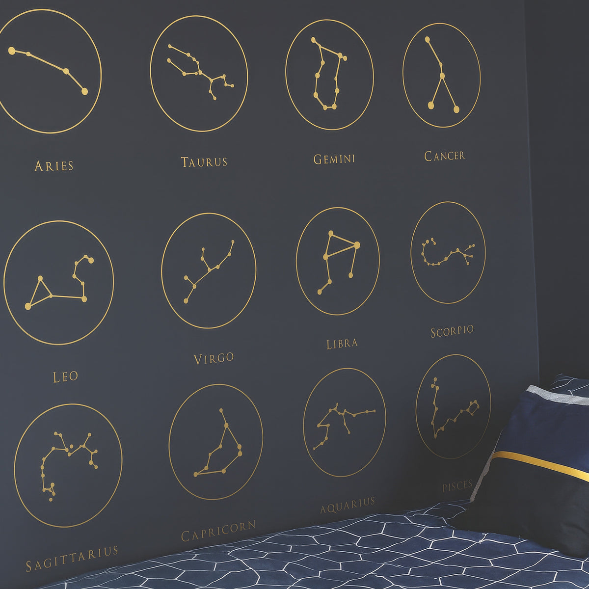 Zodiac Constellation Wall Decals Set, Minimal Astrology Wall Stickers