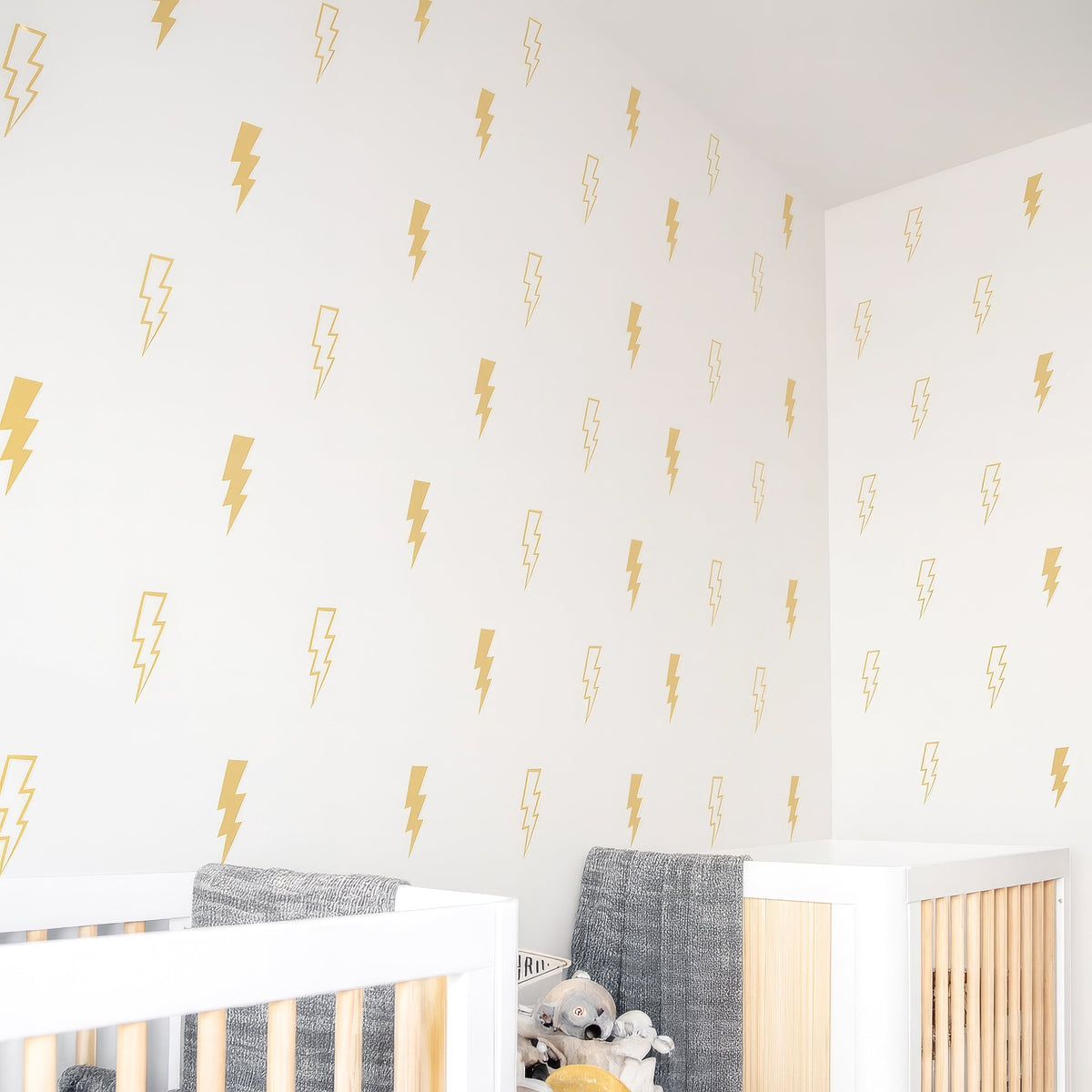 Lightning Bolt Wall Decals Set, Vinyl Thunderbolt Stickers