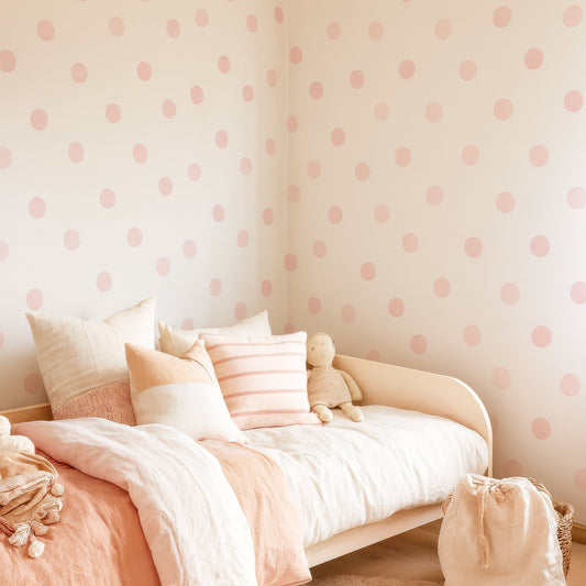 Pink Watercolor Polka Dot Wall Decals, Nursery Wall Stickers