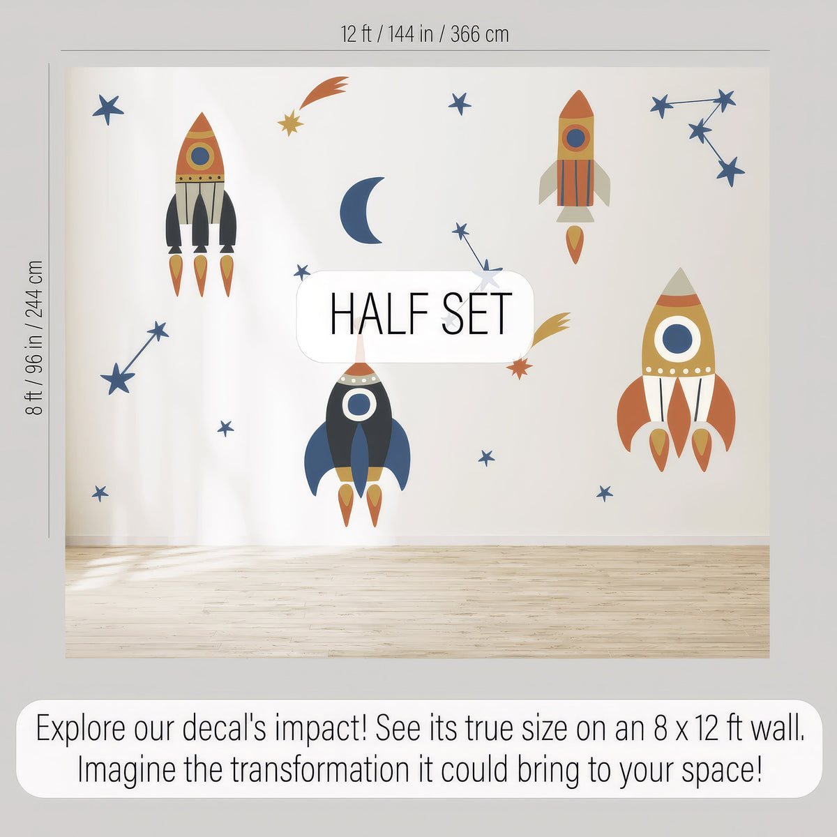Outer Space Large Wall Decals,  Rockets Wall Decor
