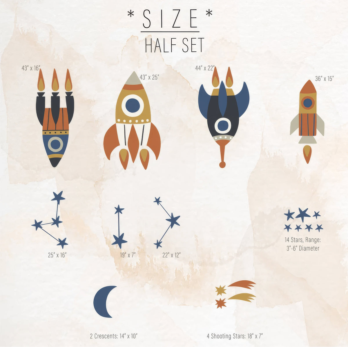 Outer Space Large Wall Decals,  Rockets Wall Decor