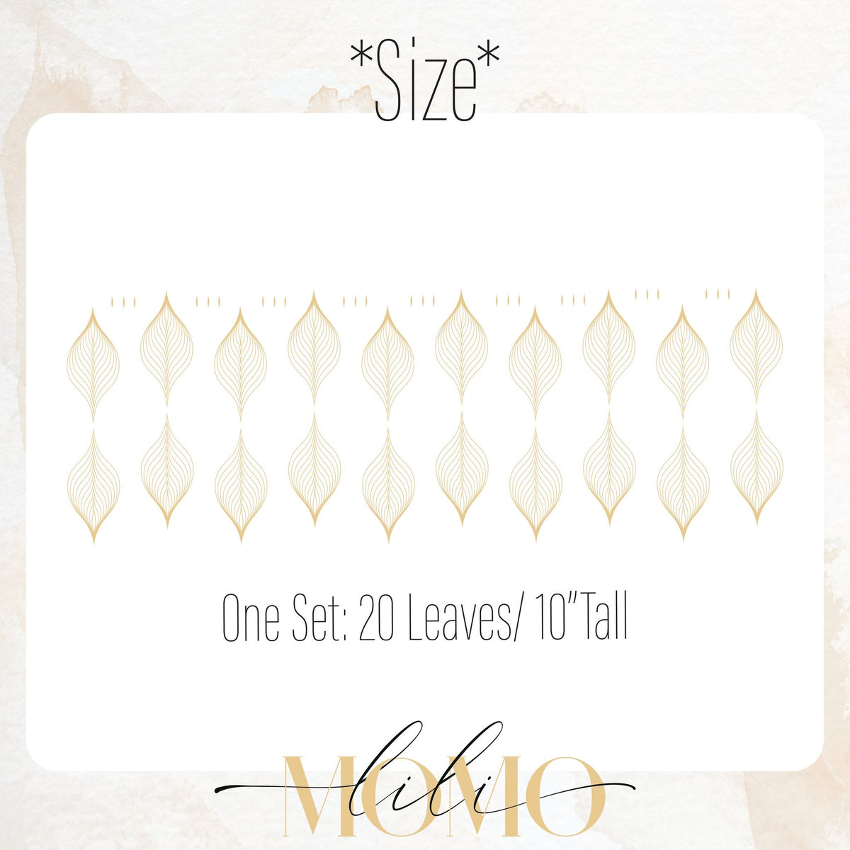 Minimal leaf decal layout showing one set of 20 leaves at 10 inch tall