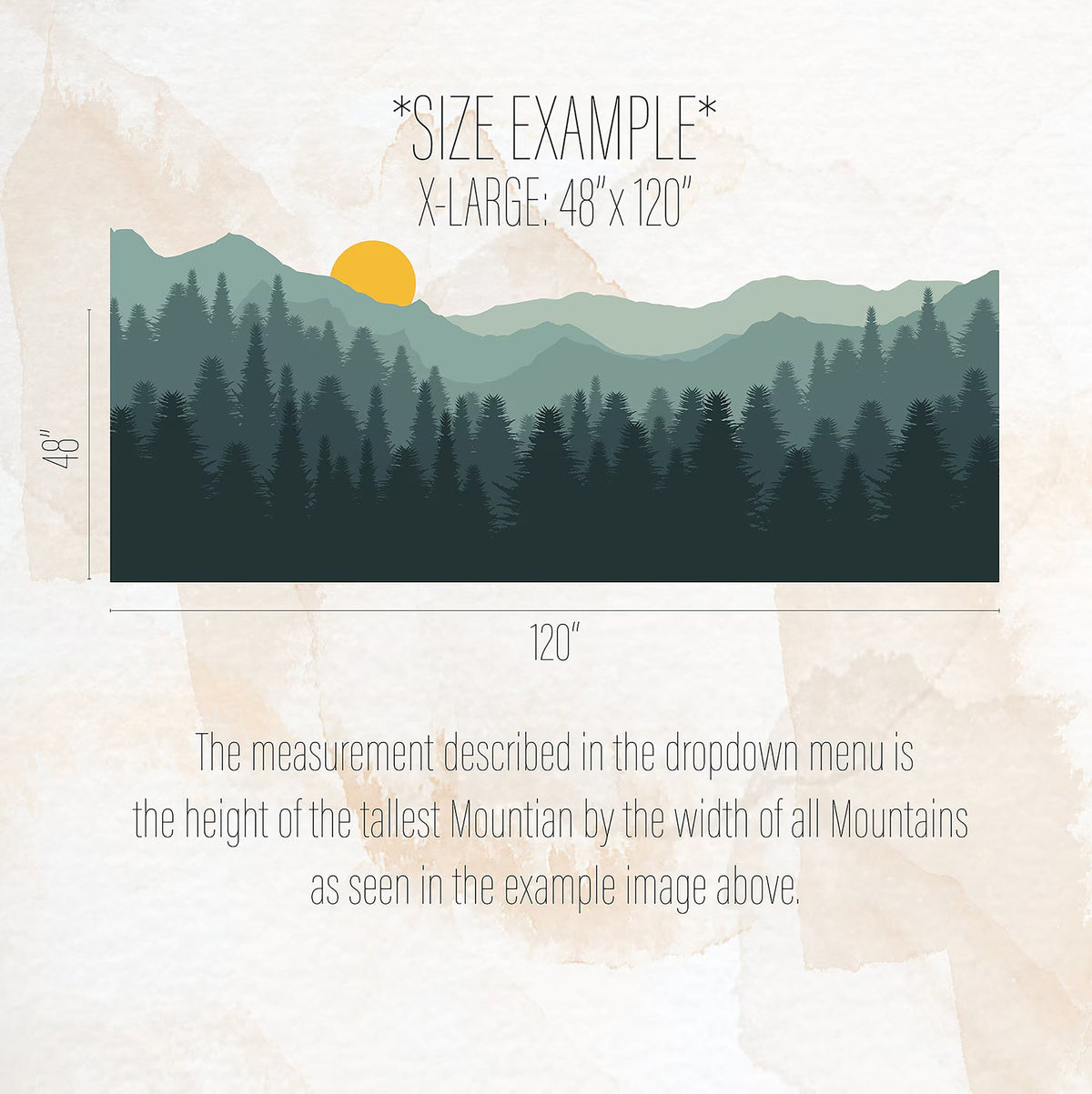 Mountains Forest Wall Mural Decal, Pine Tree Nature Wall Sticker