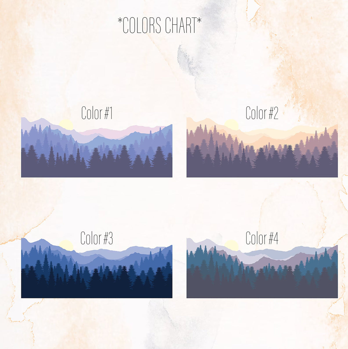 Mountains Forest Wall Mural Decal, Pine Tree Nature Wall Sticker