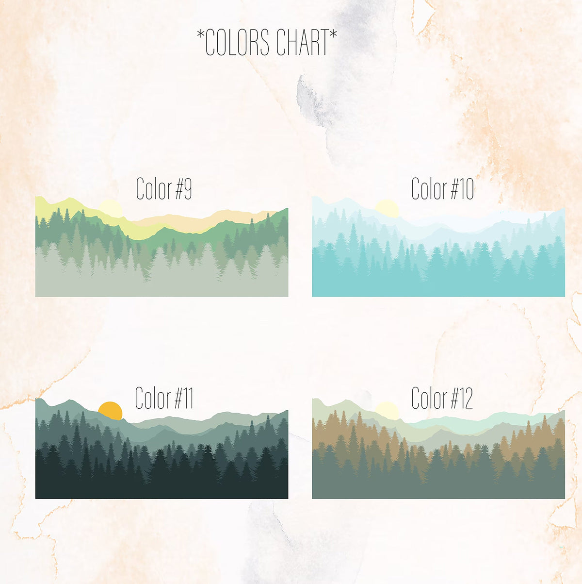 Mountains Forest Wall Mural Decal, Pine Tree Nature Wall Sticker