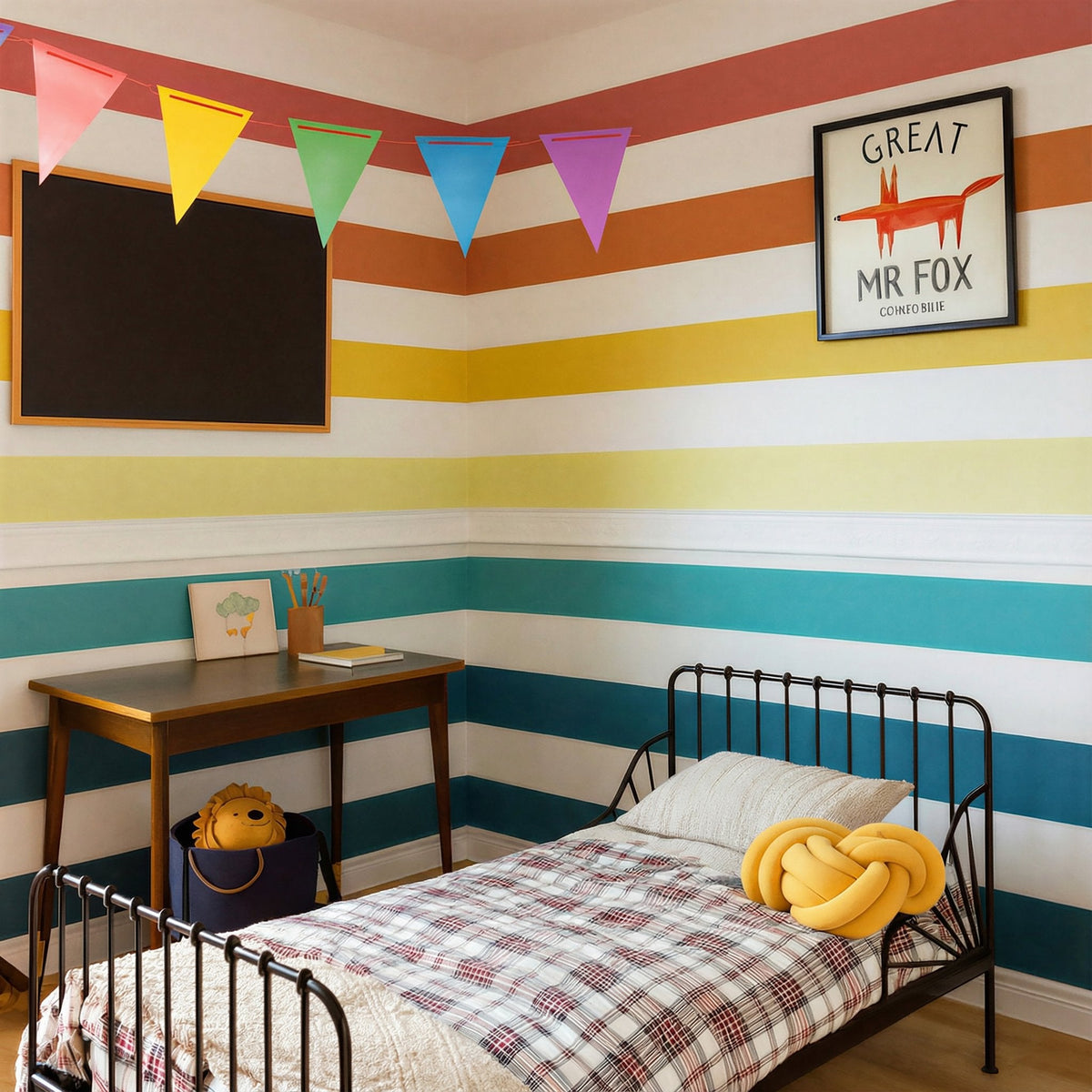 Rainbow Stripe Wall Decals, Set of 7, Modern Color Block Nursery Accent Wall