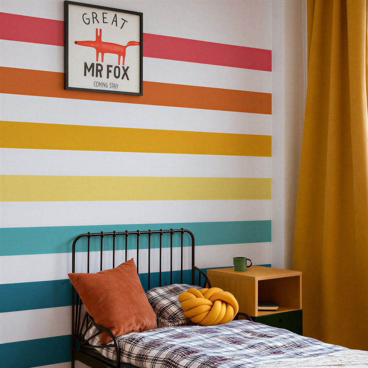Rainbow Stripe Wall Decals, Set of 7, Modern Color Block Nursery Accent Wall