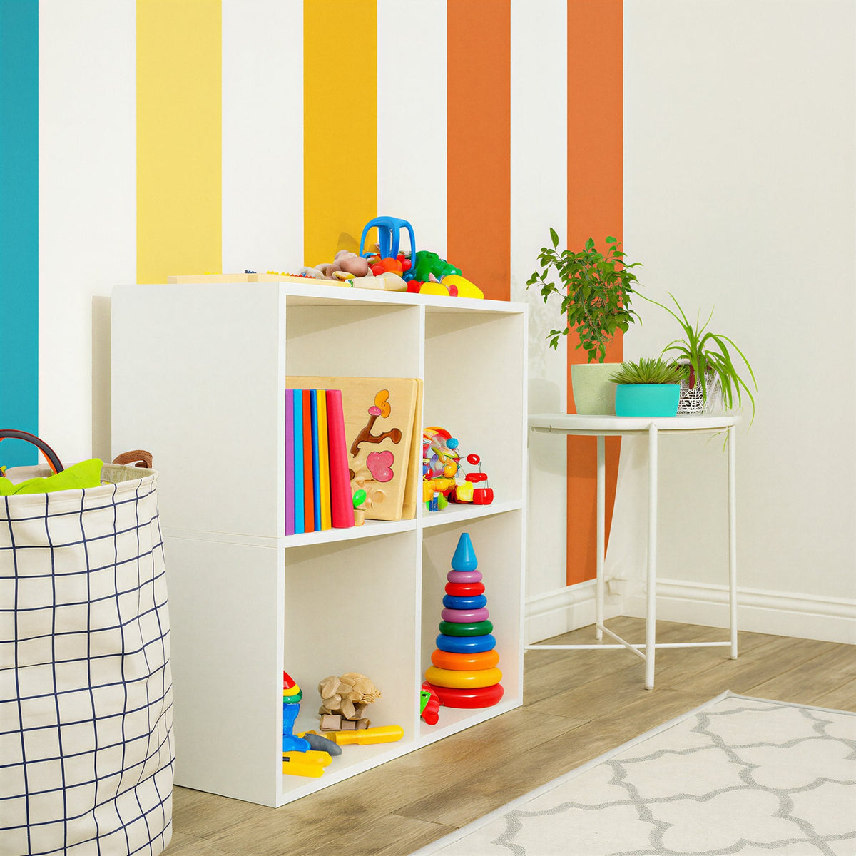 Rainbow Stripe Wall Decals, Set of 7, Modern Color Block Nursery Accent Wall