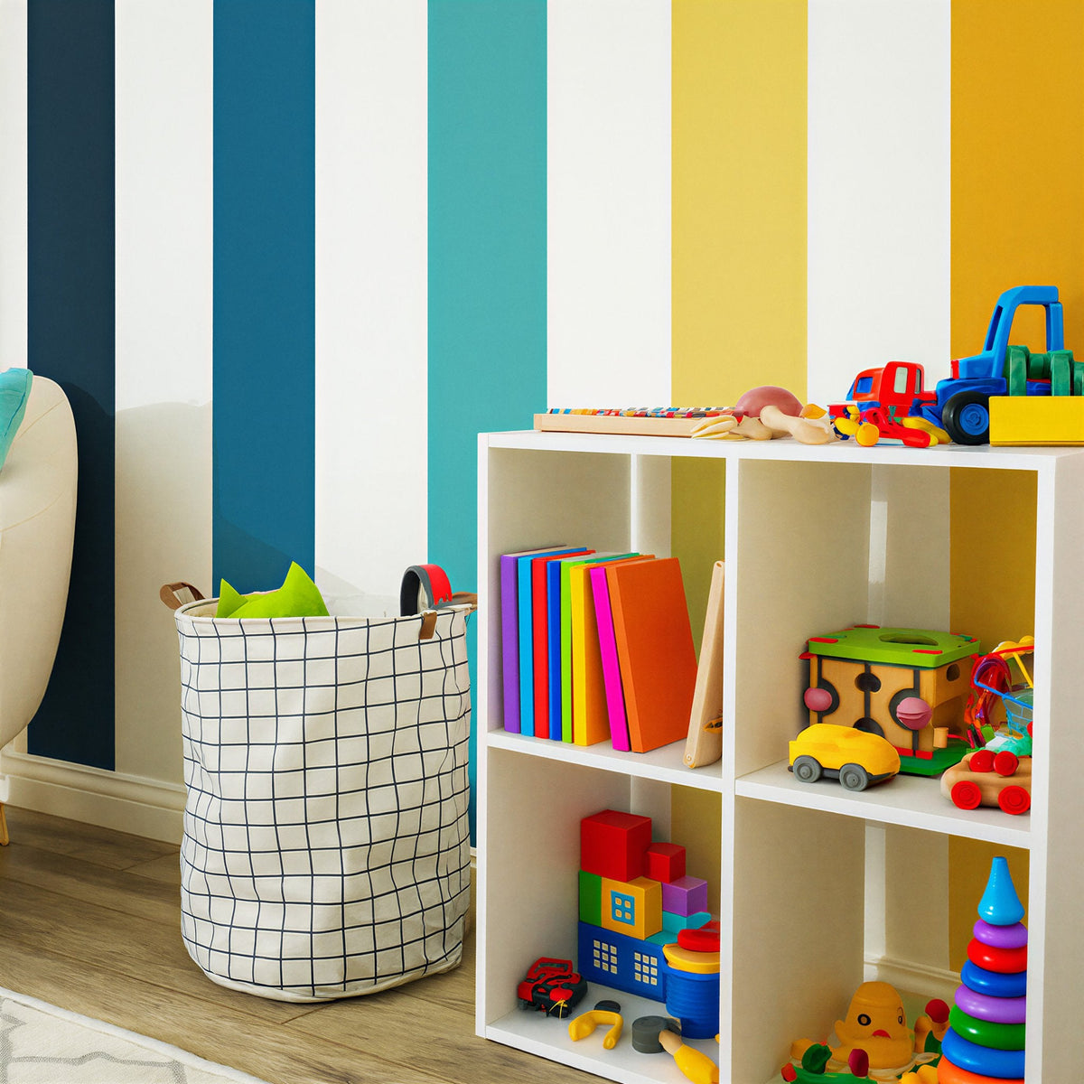 Rainbow Stripe Wall Decals, Set of 7, Modern Color Block Nursery Accent Wall