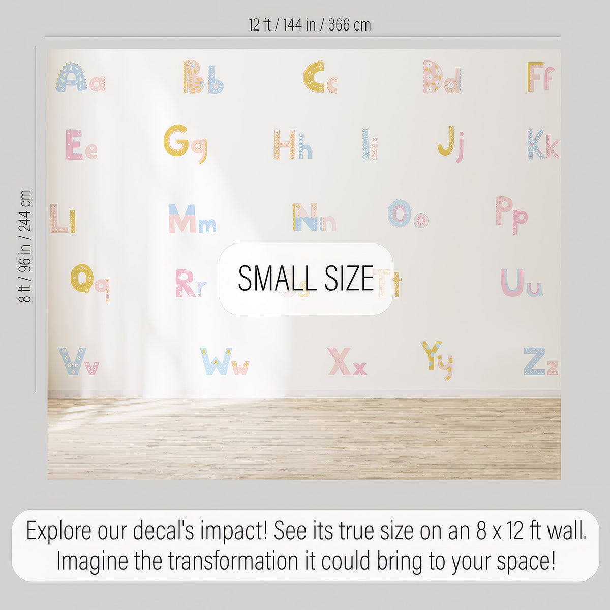 Floral Alphabet Wall Decals Set, Pastel Alphabet Wall Decals