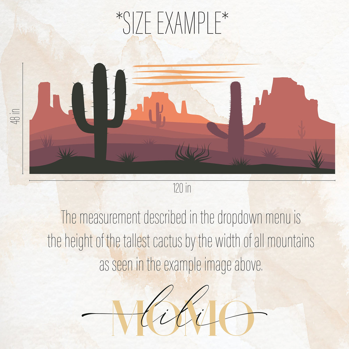 Desert Cactus Wall Mural Decal, Boho Nursery Wall Sticker