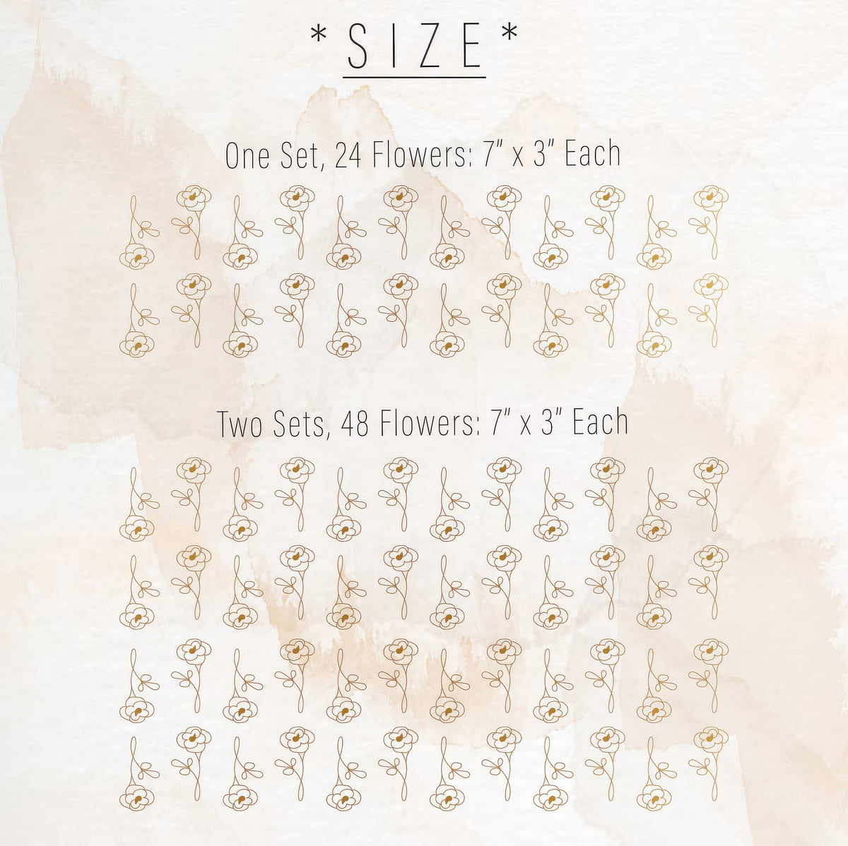 Minimal Flower Wall Decals Set, One Line Floral Wall Decor