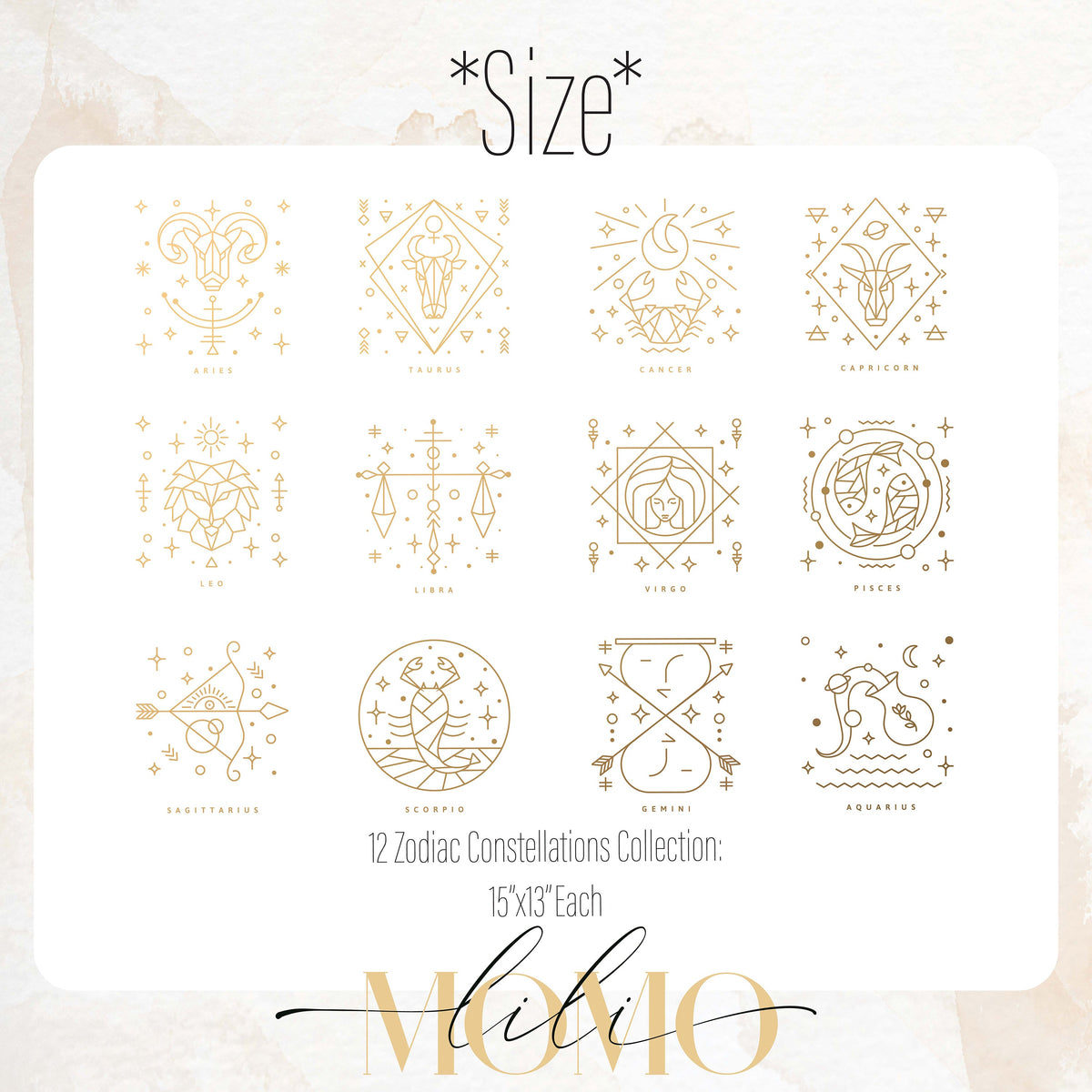 Zodiac Constellation Wall Decals Set, Minimal Astrology Line Art Stickers