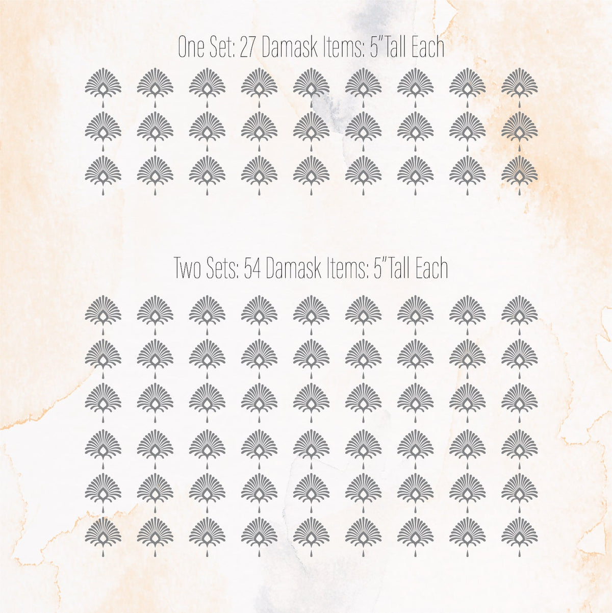 Damask Wall Decals Set, Peel & Stick Vinyl Pattern Stickers