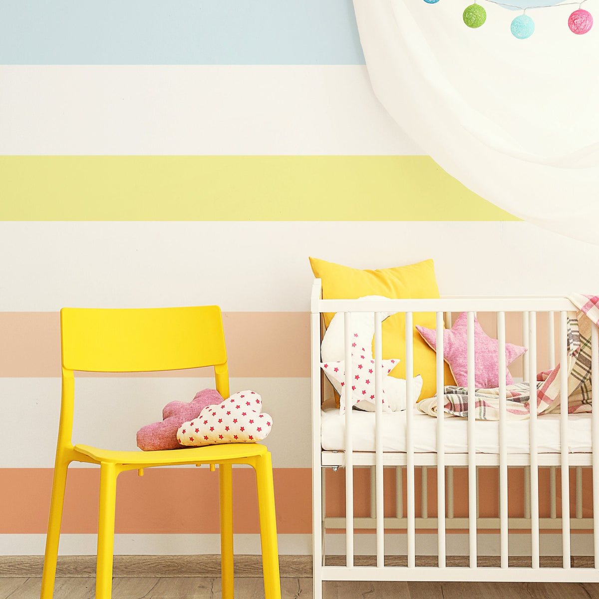 Stripe wall decal set shown in a home interior