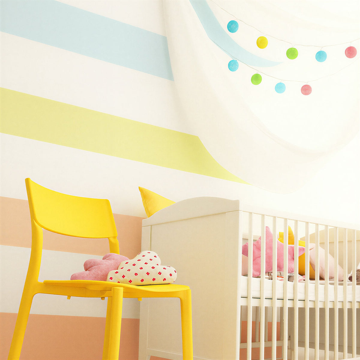 Stripe wall decals displayed in a styled space