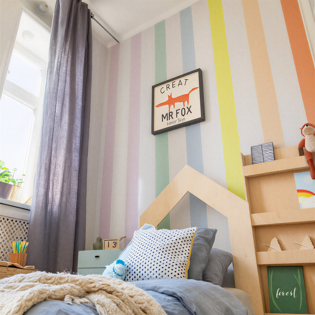 Pastel stripe decal sheet flat-lay