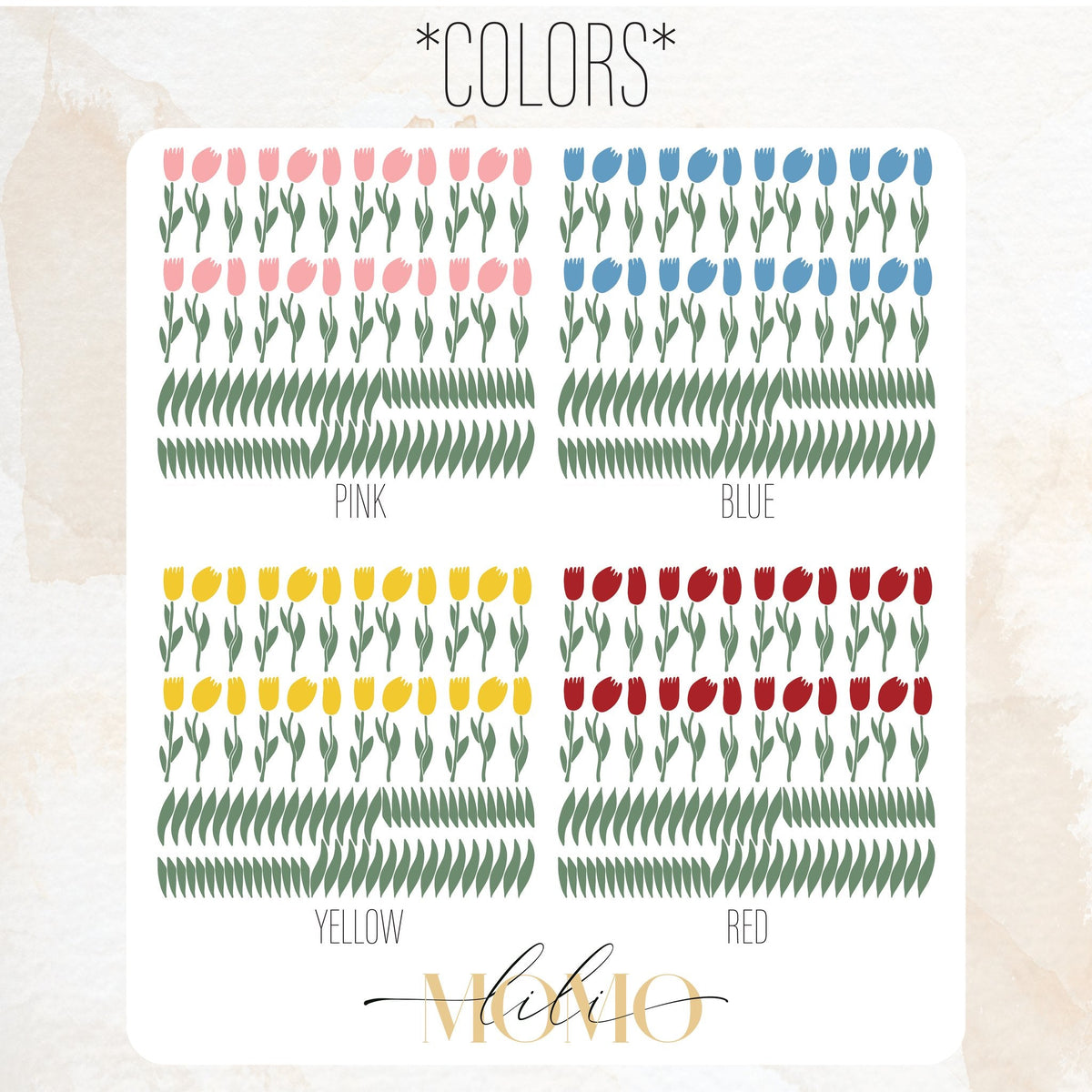 color variations of tulip wall decal matte vinyl finish