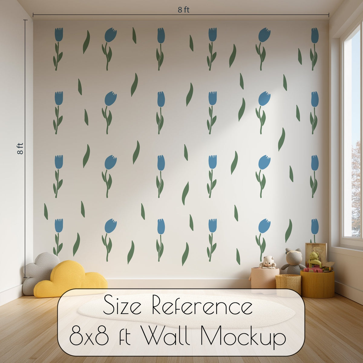 Close-up detail of tulip wall decal matte vinyl finish