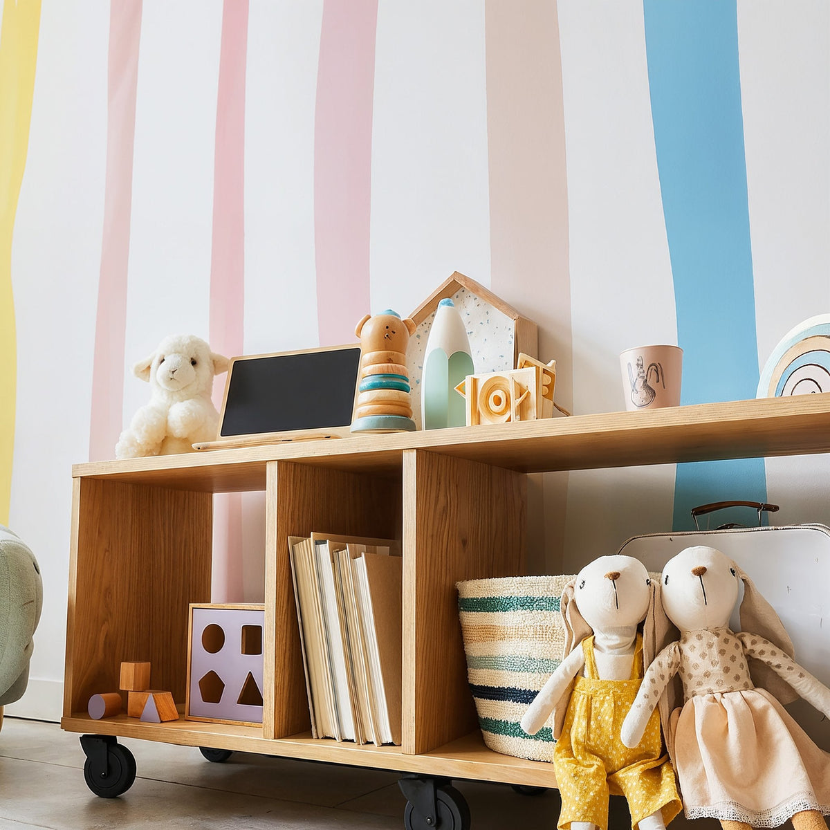 Watercolor stripe decal sheet flat-lay