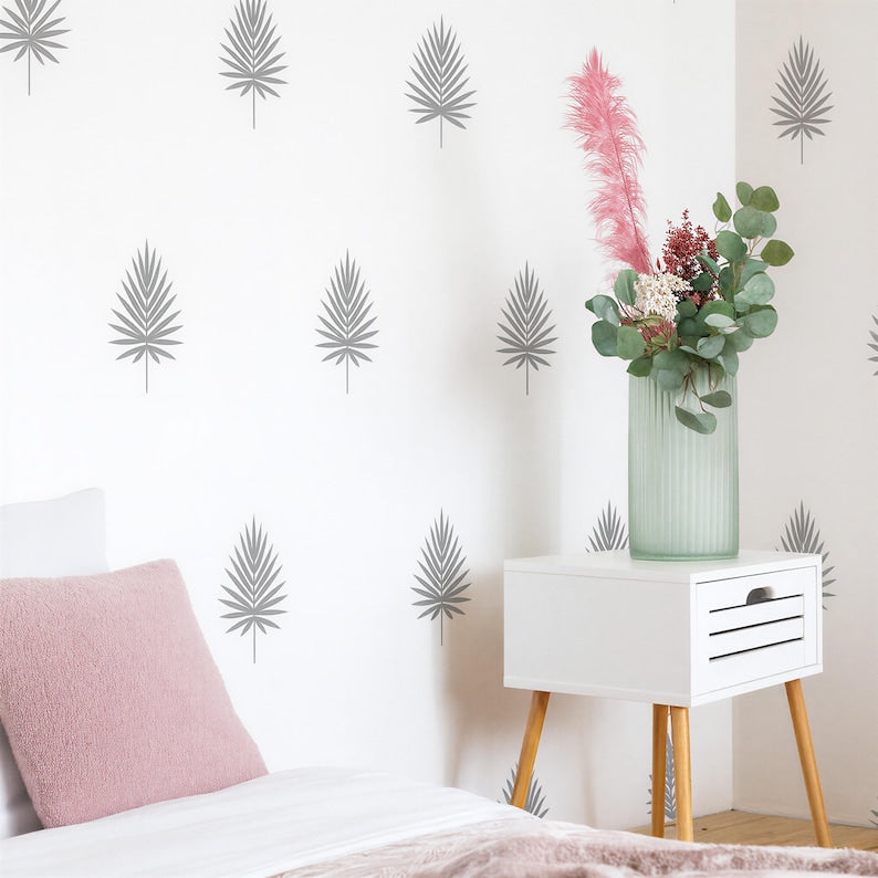 Palm Leaf Wall Decals size reference on a wall