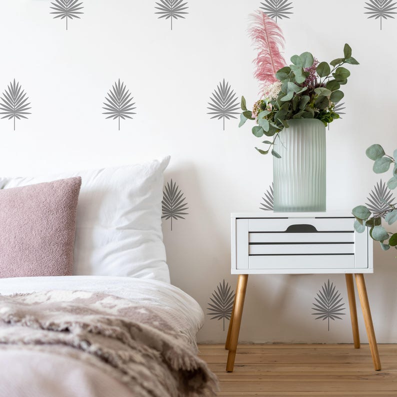 Palm Leaf Wall Decals styled in a room setting