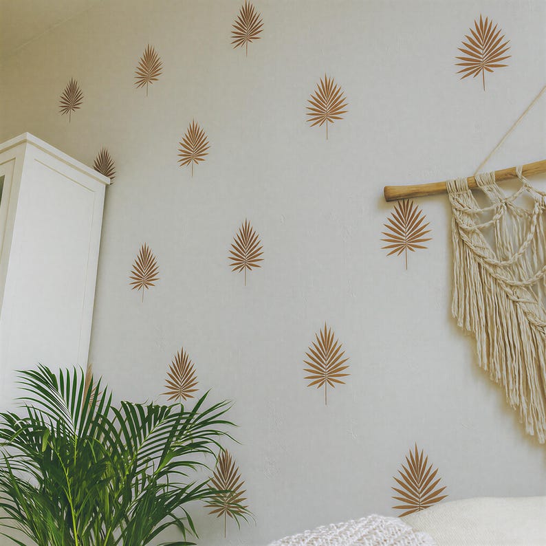 Palm Leaf Wall Decals styled in a room setting
