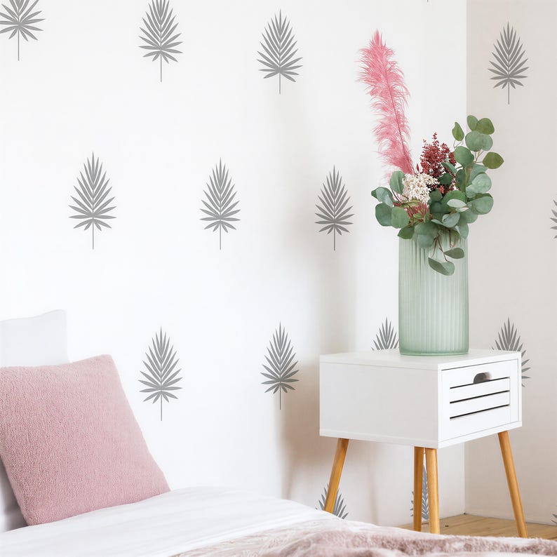 Palm Leaf Wall Decals displayed in a styled space
