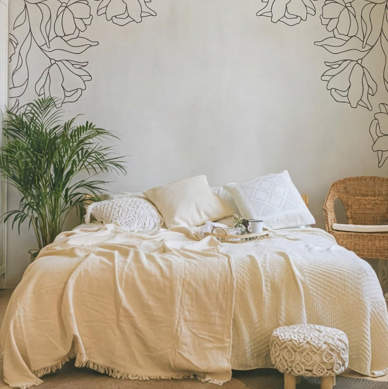 Floral Corner Wall Decal arranged on a feature wall