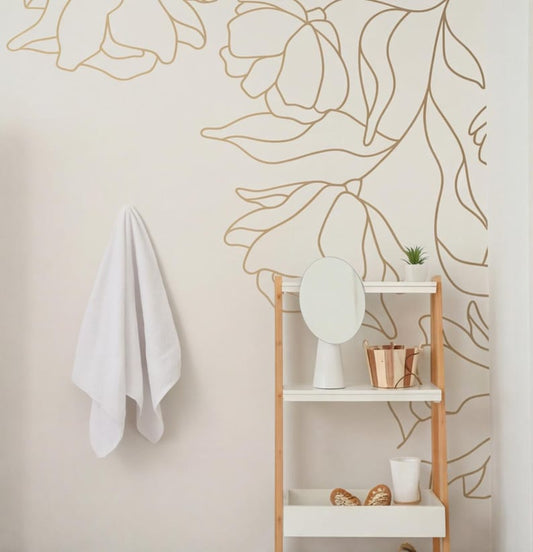 Floral Corner Wall Decal installed on a styled wall
