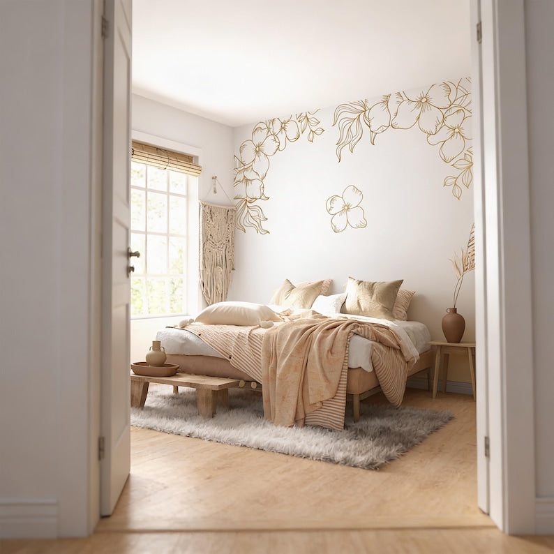 Floral Corner Wall Decals shown in a home interior