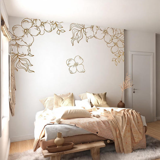 Floral Corner Wall Decals installed on a styled wall