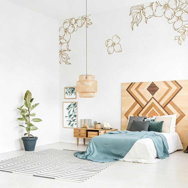 Floral Corner Wall Decals styled in a room setting
