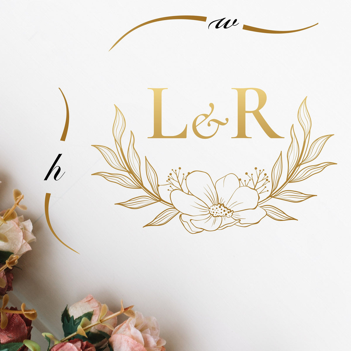 Floral Blossom Monogram Dance Floor Decal for Wedding shown at a wedding reception