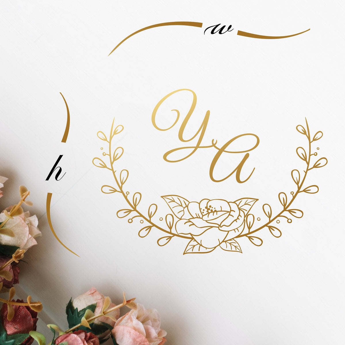 Rose Wreath Script Dance Floor Decal for Wedding shown at a wedding reception