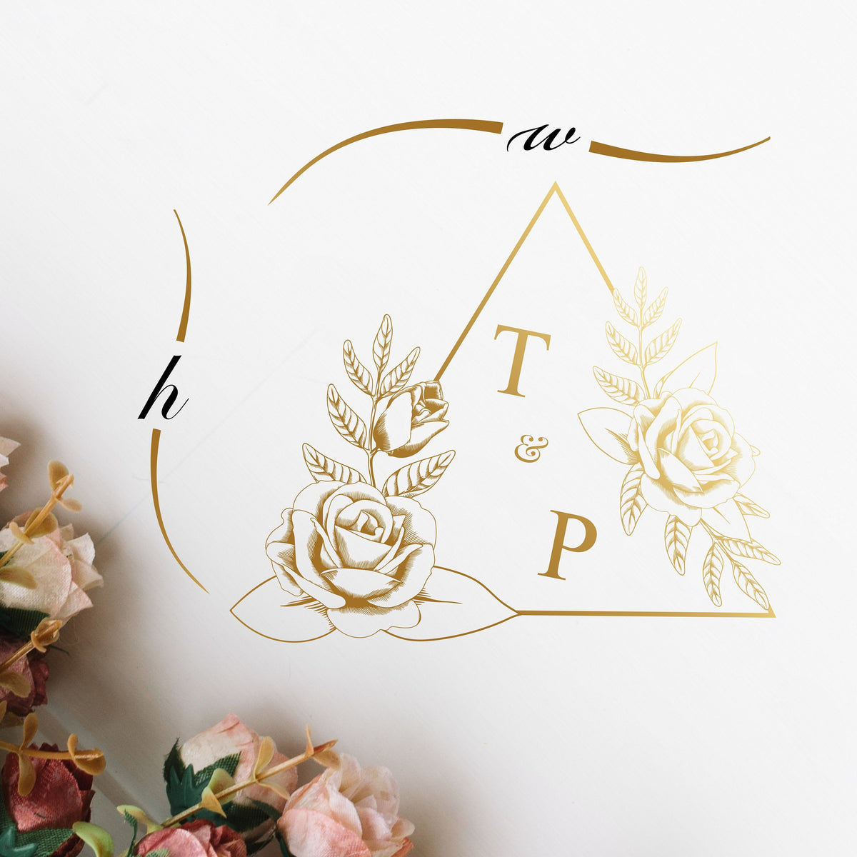 Triangle Rose Frame Dance Floor Decal for Wedding shown at a wedding reception