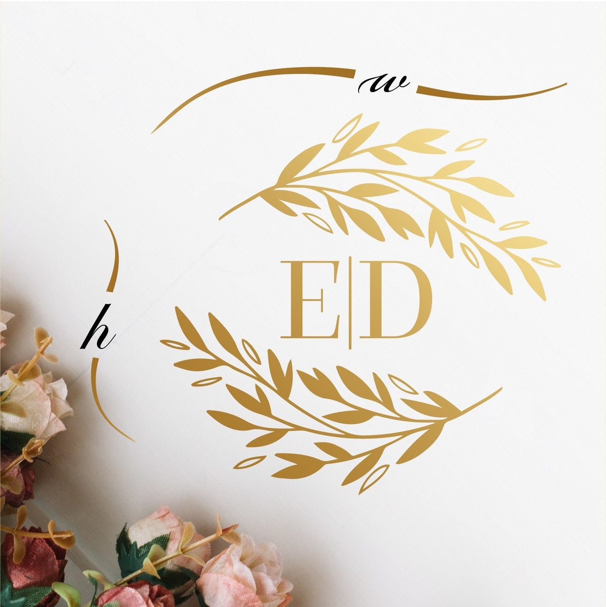Olive Branch Monogram Dance Floor Decal for Wedding shown at a wedding reception