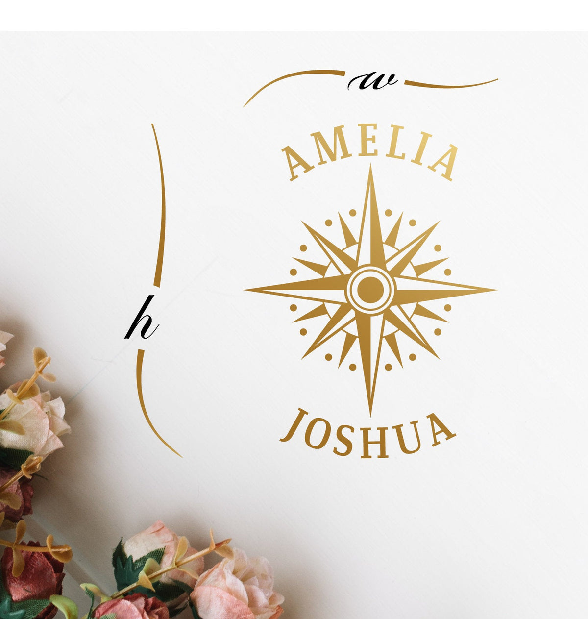 Compass Rose Names Dance Floor Decal for Wedding shown at a wedding reception