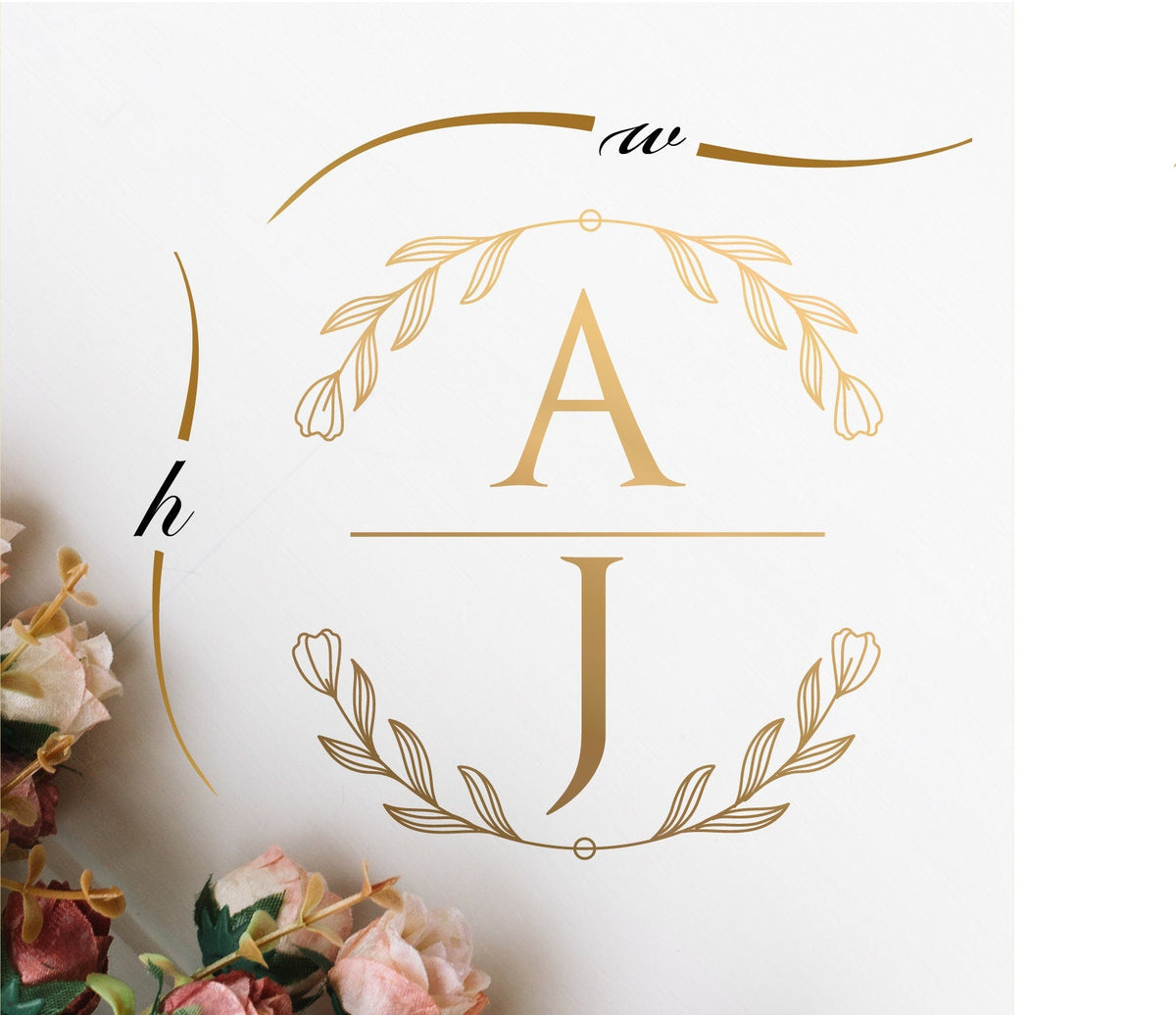 Modern Serif Names Dance Floor Decal for Wedding shown at a wedding reception