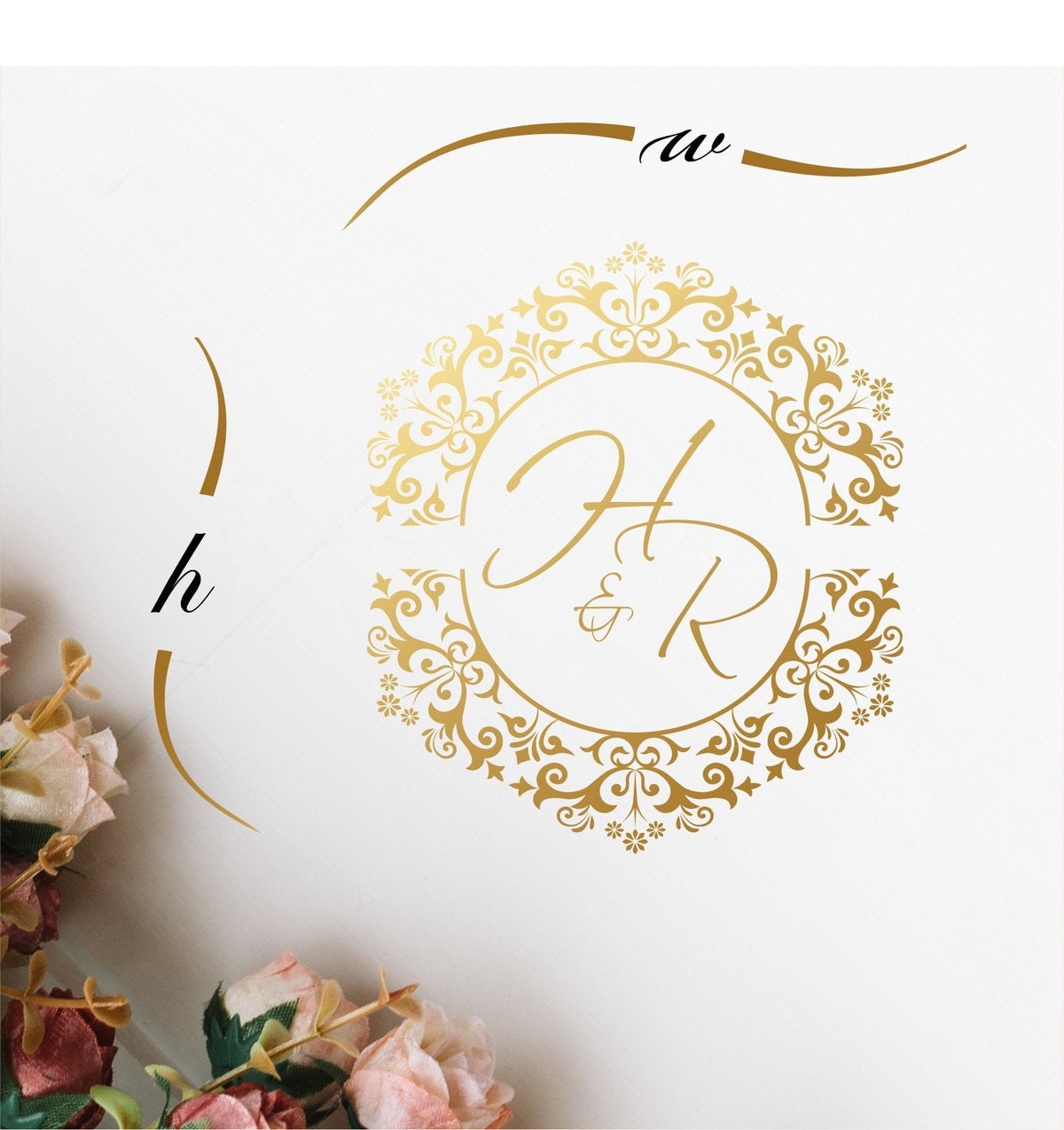 Damask Lace Monogram Dance Floor Decal for Wedding shown at a wedding reception
