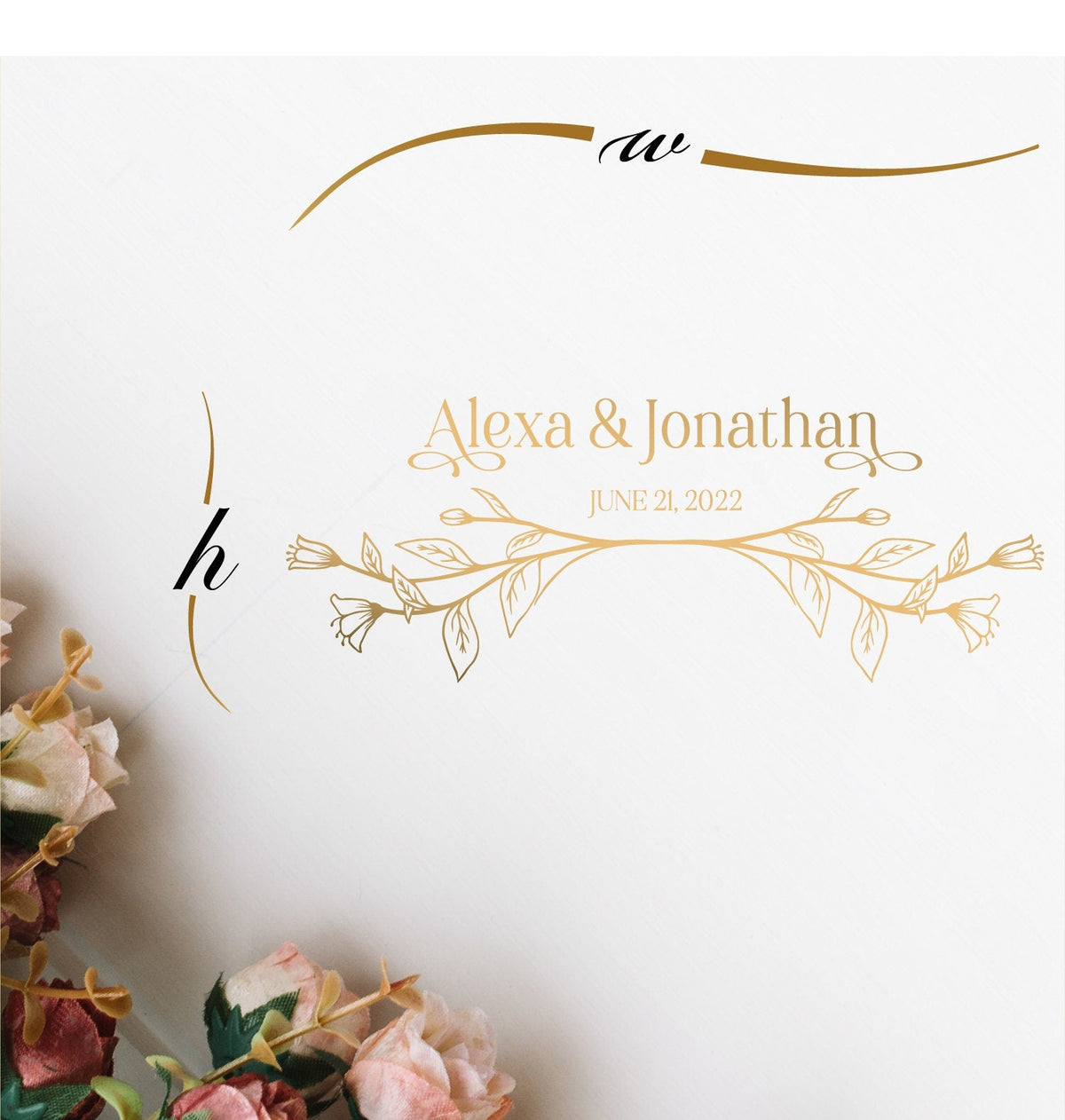 Lily Branch Names Dance Floor Decal for Wedding shown at a wedding reception