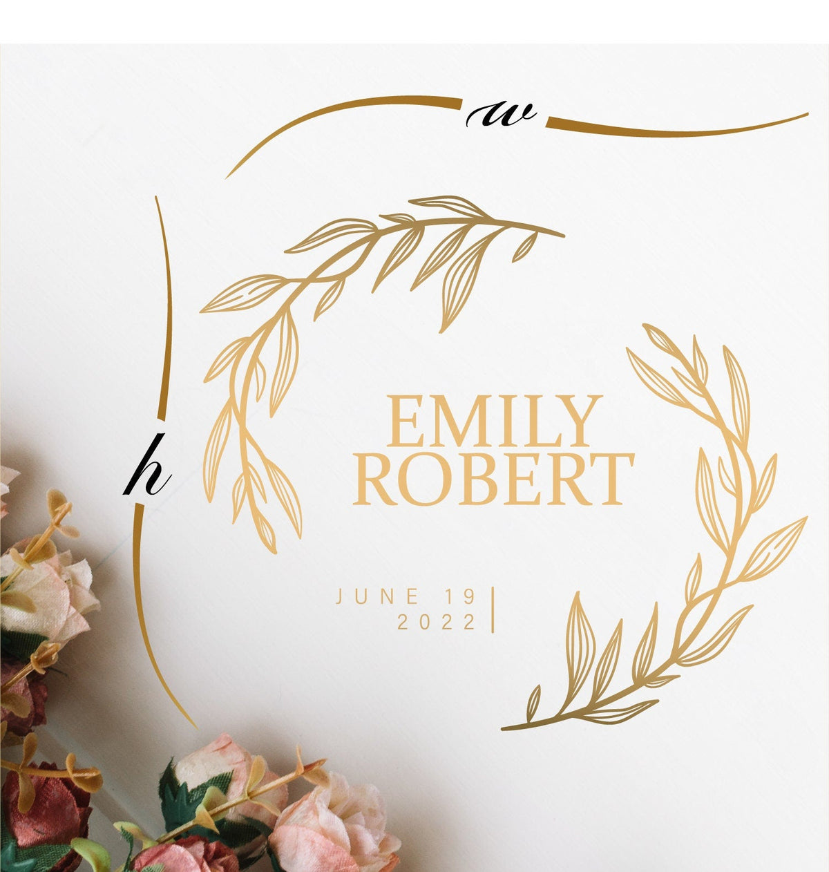 Leafy Wreath Dance Floor Decal for Wedding shown at a wedding reception