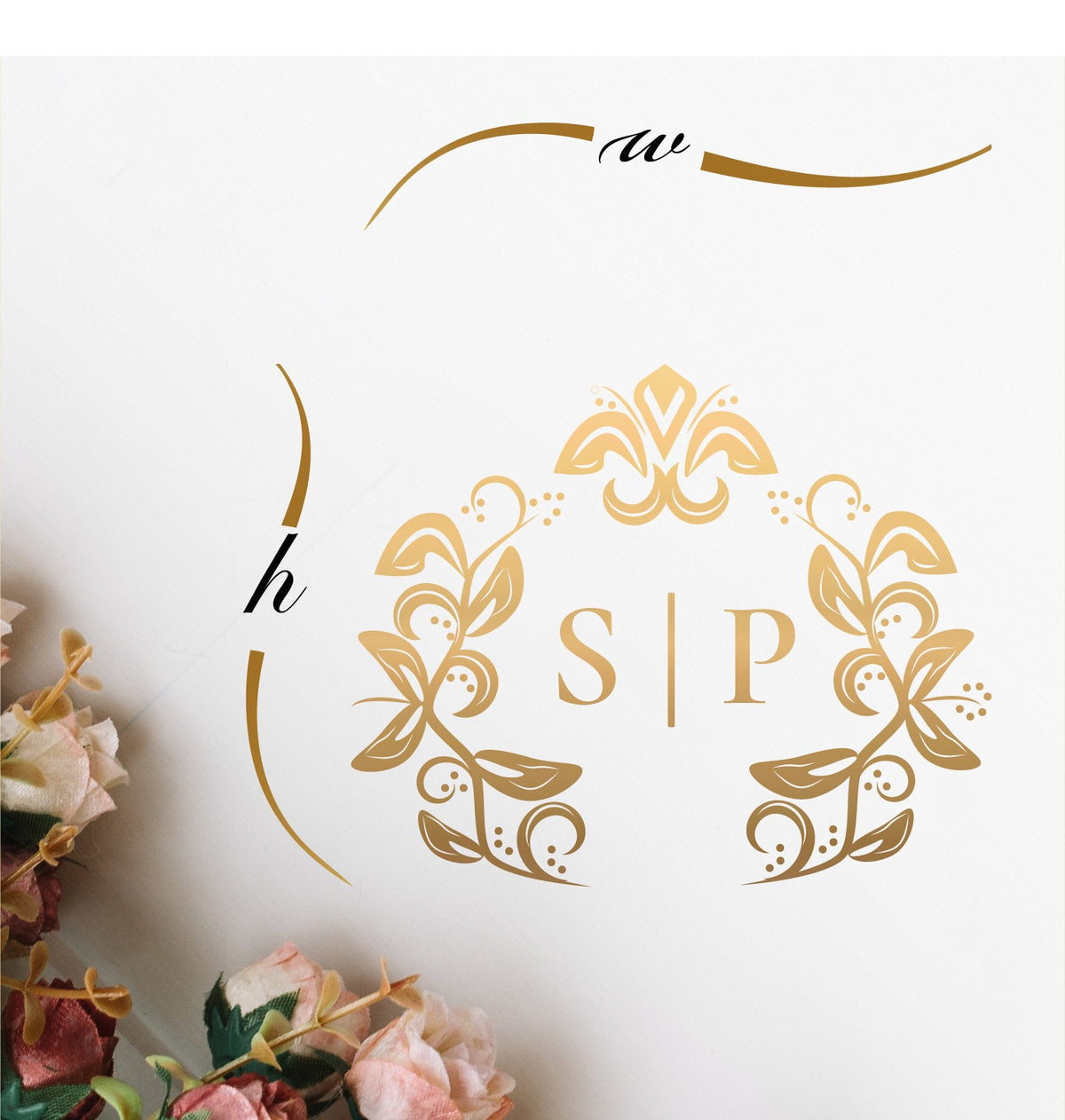 Classic Crest Wreath Dance Floor Decal for Wedding shown at a wedding reception
