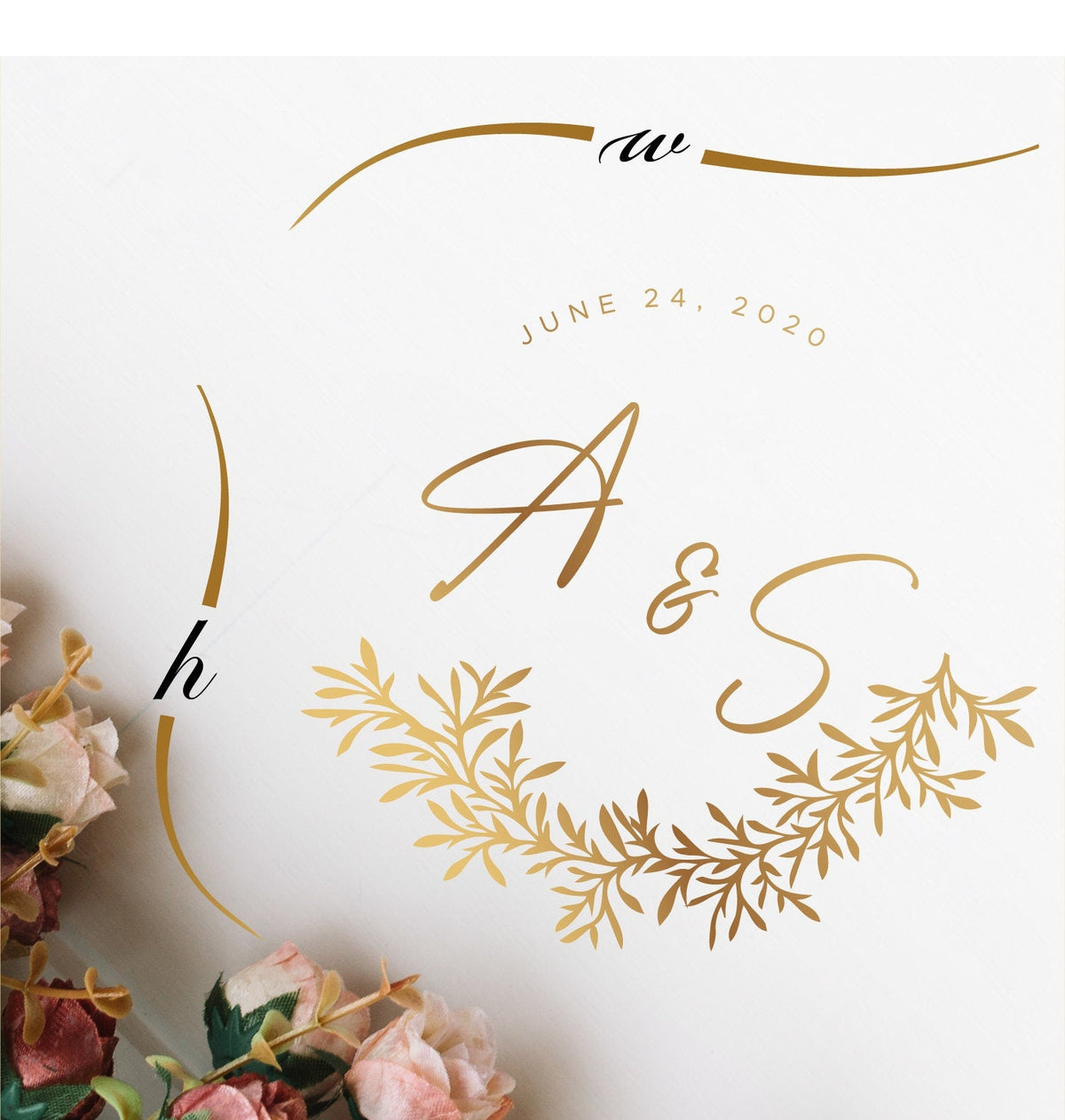 Wispy Herb Garland Dance Floor Decal for Wedding shown at a wedding reception