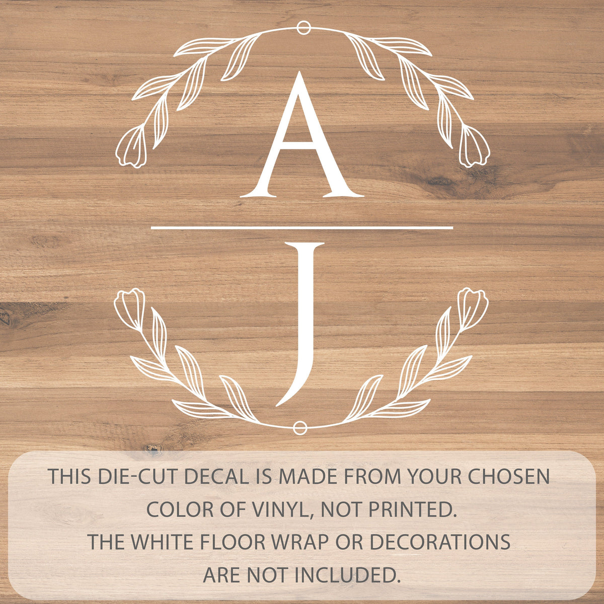 Modern Serif Names Dance Floor Decal for Wedding shown at a wedding reception