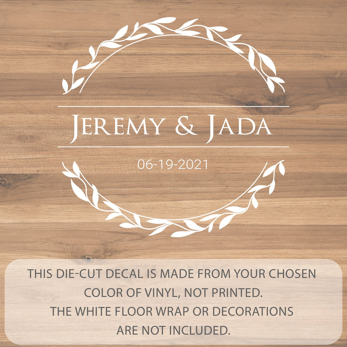 Vine Circle Banner Dance Floor Decal for Wedding shown at a wedding reception
