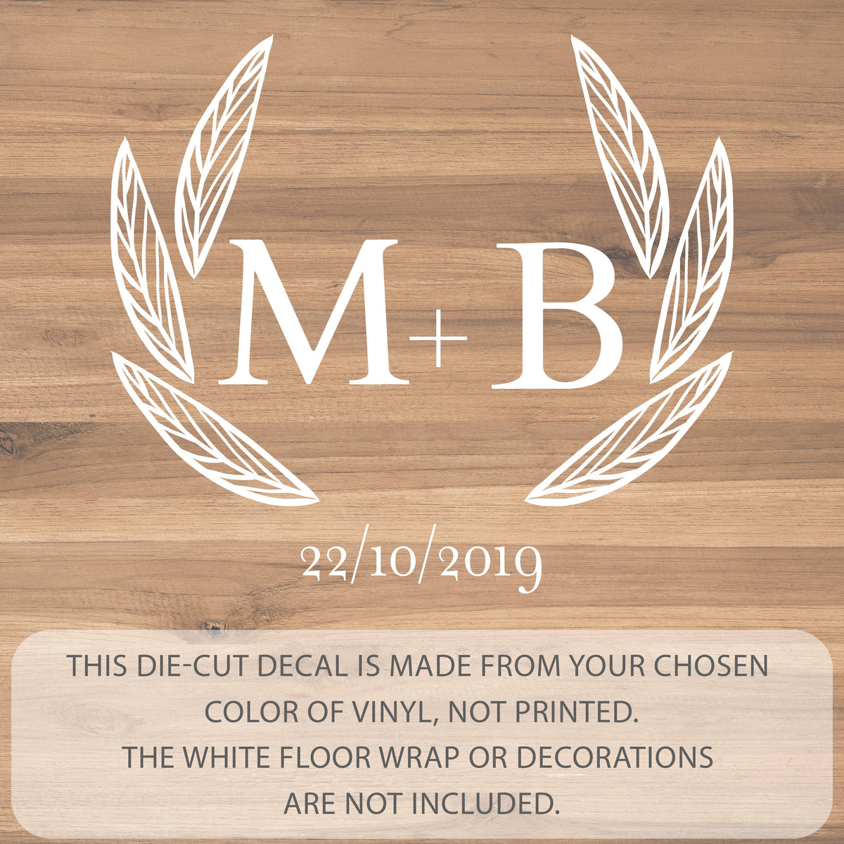 Bold Leaf Wreath Dance Floor Decal for Wedding shown at a wedding reception